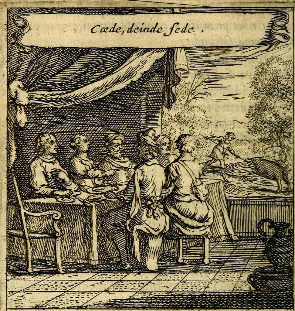 An illustration from Orphevs evcharisticvs. Sive devs absconditvs humanitatis illecebris illustriores mundi partes ad se pertrahens, vltroneas arcanae maiestatis adoratrices, 1657, leaf 161