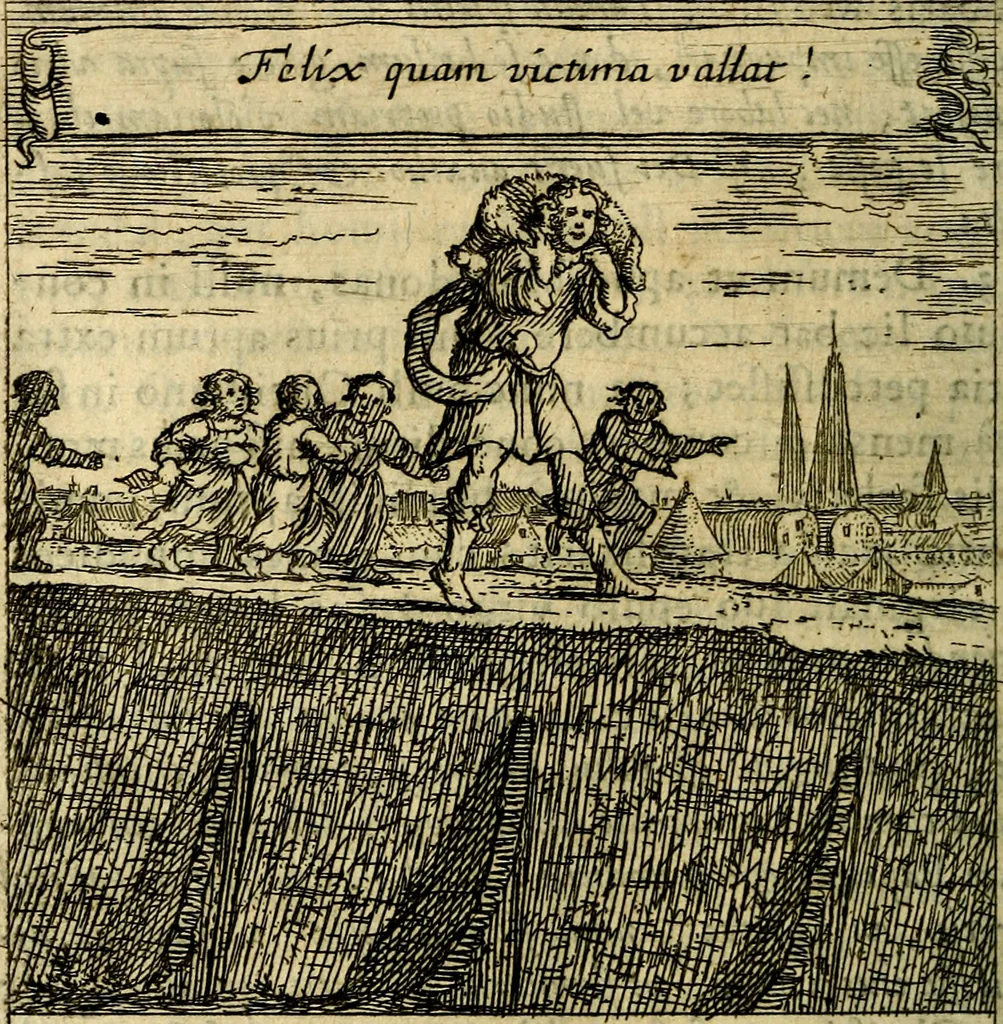 An illustration from Orphevs evcharisticvs. Sive devs absconditvs humanitatis illecebris illustriores mundi partes ad se pertrahens, vltroneas arcanae maiestatis adoratrices, 1657, leaf 167