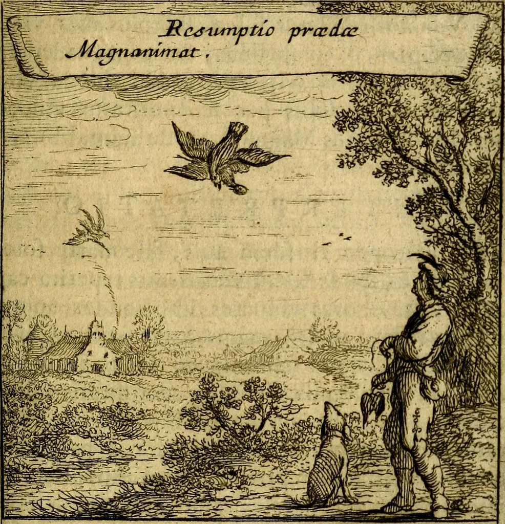An illustration from Orphevs evcharisticvs. Sive devs absconditvs humanitatis illecebris illustriores mundi partes ad se pertrahens, vltroneas arcanae maiestatis adoratrices, 1657, leaf 220