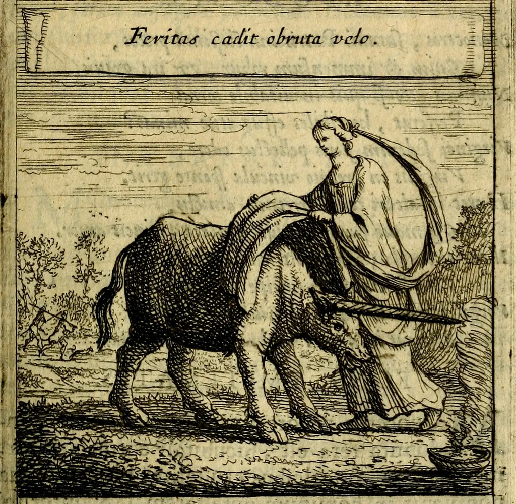 An illustration from Orphevs evcharisticvs. Sive devs absconditvs humanitatis illecebris illustriores mundi partes ad se pertrahens, vltroneas arcanae maiestatis adoratrices, 1657, leaf 398