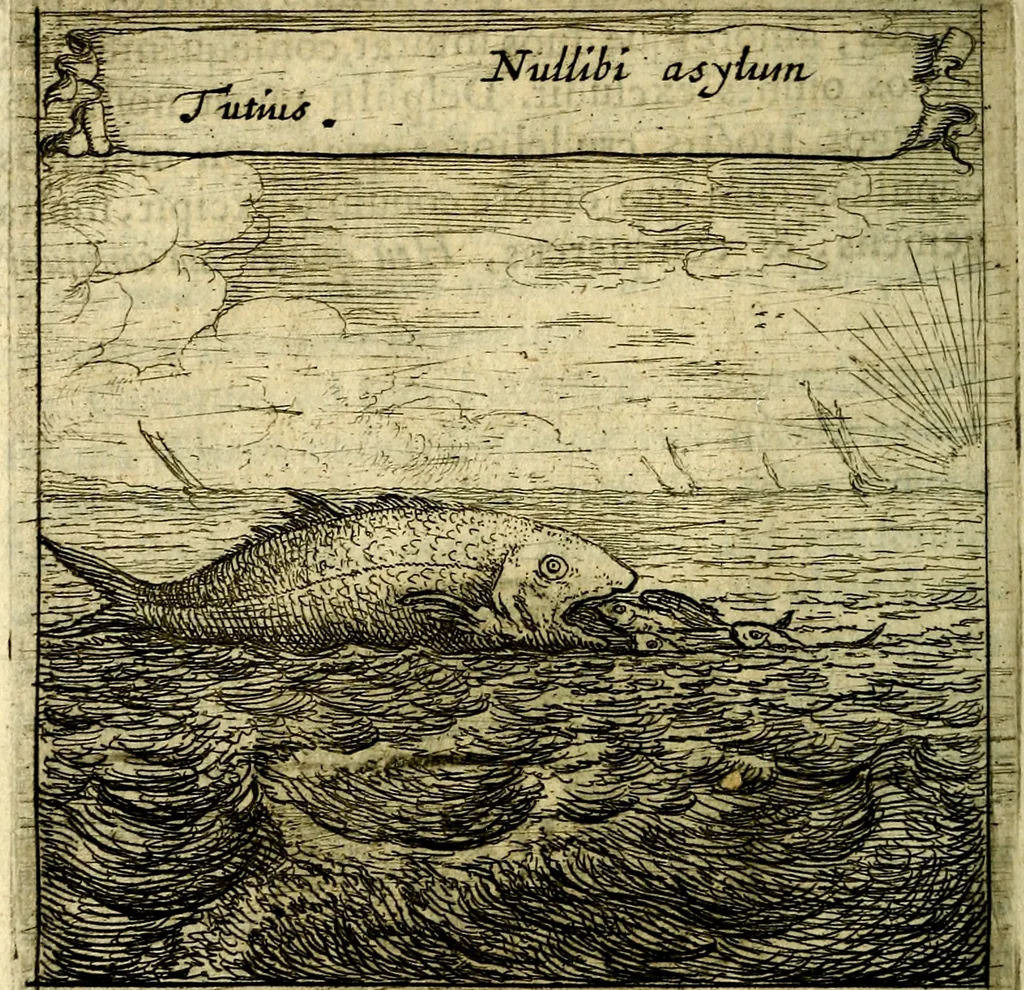 An illustration from Orphevs evcharisticvs. Sive devs absconditvs humanitatis illecebris illustriores mundi partes ad se pertrahens, vltroneas arcanae maiestatis adoratrices, 1657, leaf 443