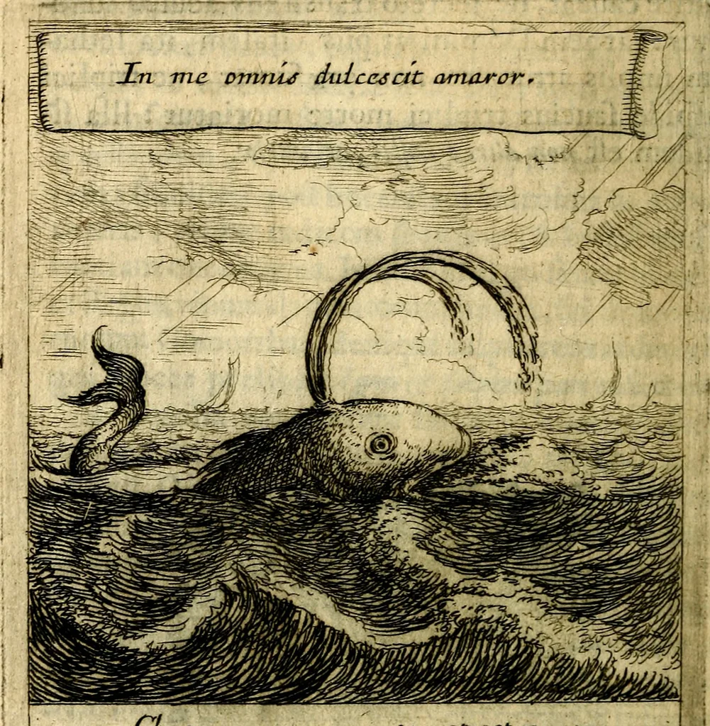 An illustration from Orphevs evcharisticvs. Sive devs absconditvs humanitatis illecebris illustriores mundi partes ad se pertrahens, vltroneas arcanae maiestatis adoratrices, 1657, leaf 461
