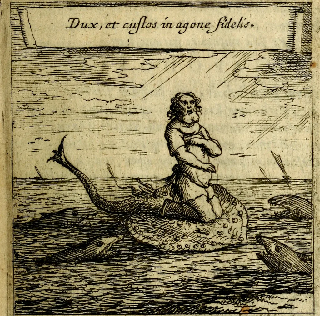 An illustration from Orphevs evcharisticvs. Sive devs absconditvs humanitatis illecebris illustriores mundi partes ad se pertrahens, vltroneas arcanae maiestatis adoratrices, 1657, leaf 486