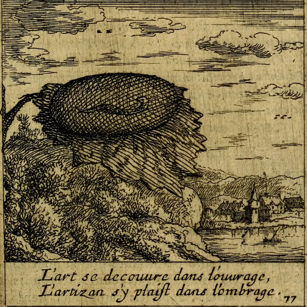 An illustration from Orphevs evcharisticvs. Sive devs absconditvs humanitatis illecebris illustriores mundi partes ad se pertrahens, vltroneas arcanae maiestatis adoratrices, 1657, leaf 542