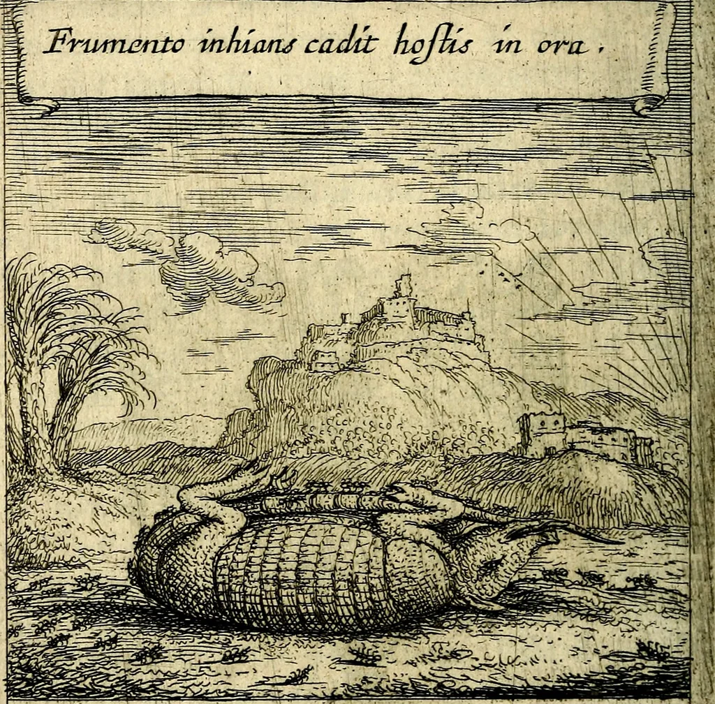 An illustration from Orphevs evcharisticvs. Sive devs absconditvs humanitatis illecebris illustriores mundi partes ad se pertrahens, vltroneas arcanae maiestatis adoratrices, 1657, leaf 585