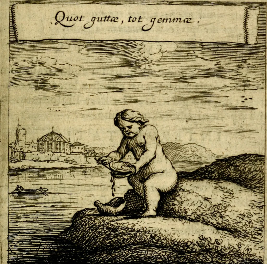 An illustration from Orphevs evcharisticvs. Sive devs absconditvs humanitatis illecebris illustriores mundi partes ad se pertrahens, vltroneas arcanae maiestatis adoratrices, 1657, leaf 606