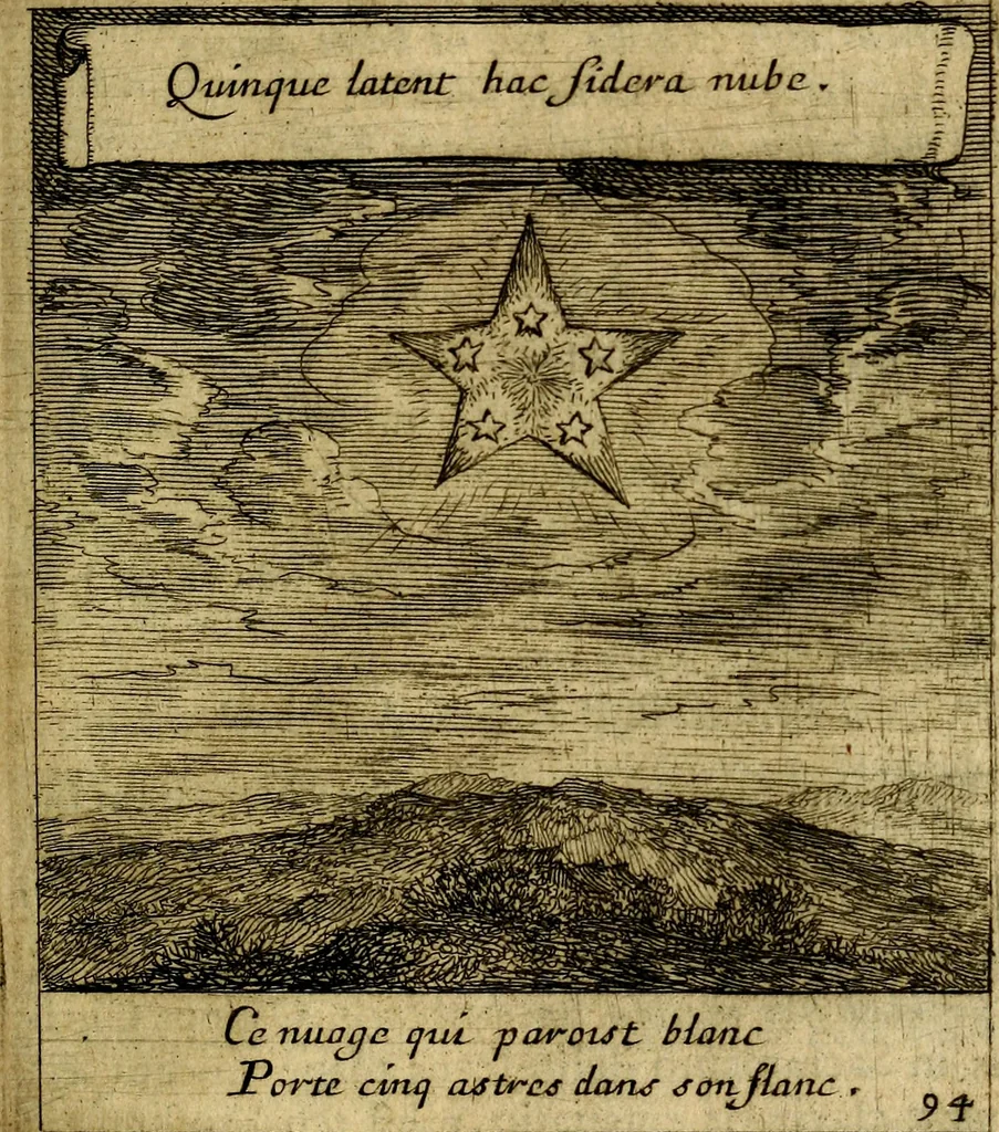 An illustration from Orphevs evcharisticvs. Sive devs absconditvs humanitatis illecebris illustriores mundi partes ad se pertrahens, vltroneas arcanae maiestatis adoratrices, 1657, leaf 662