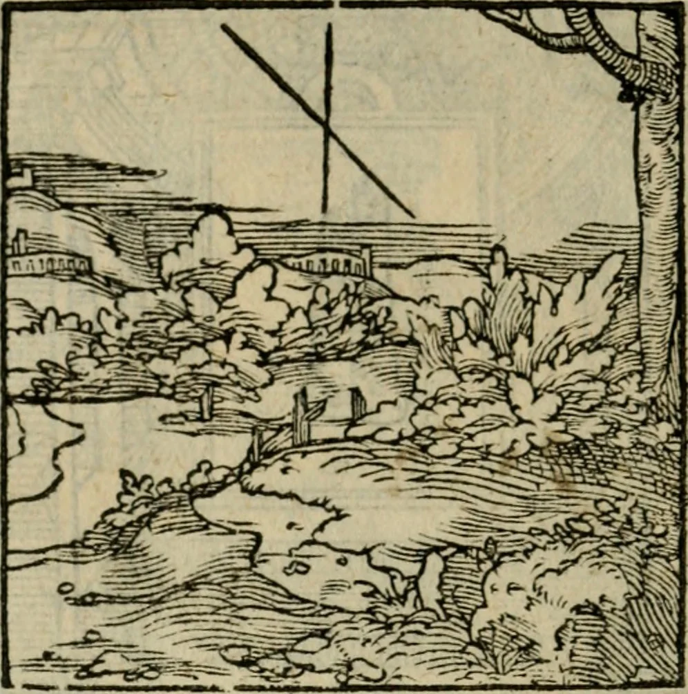 An illustration from Orvs Apollo de Ægypte De la signification des notes hieroglyphiques des Aegyptiens : cest a dire des figures par les quelles ilz escripuoient leurs mysteres secretz, & les choses sainctes & diuines, 1543, leaf 115