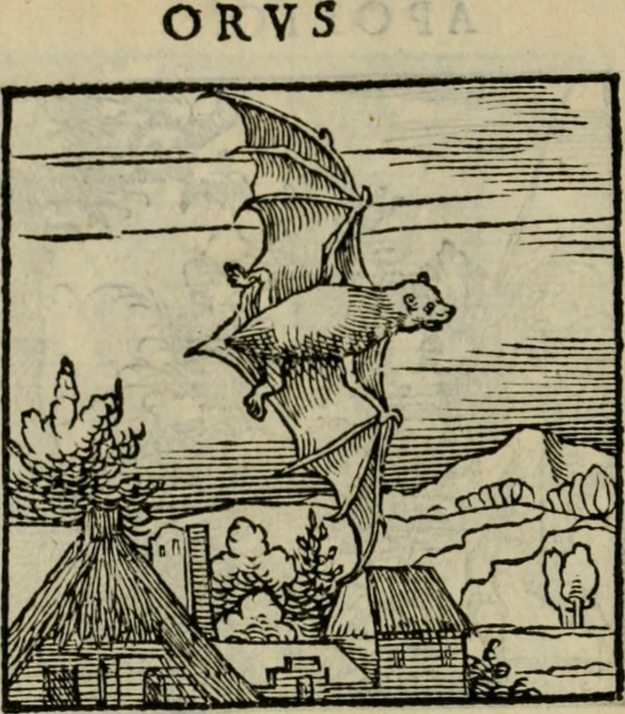 An illustration from Orvs Apollo de Ægypte De la signification des notes hieroglyphiques des Aegyptiens : cest a dire des figures par les quelles ilz escripuoient leurs mysteres secretz, & les choses sainctes & diuines, 1543, leaf 137