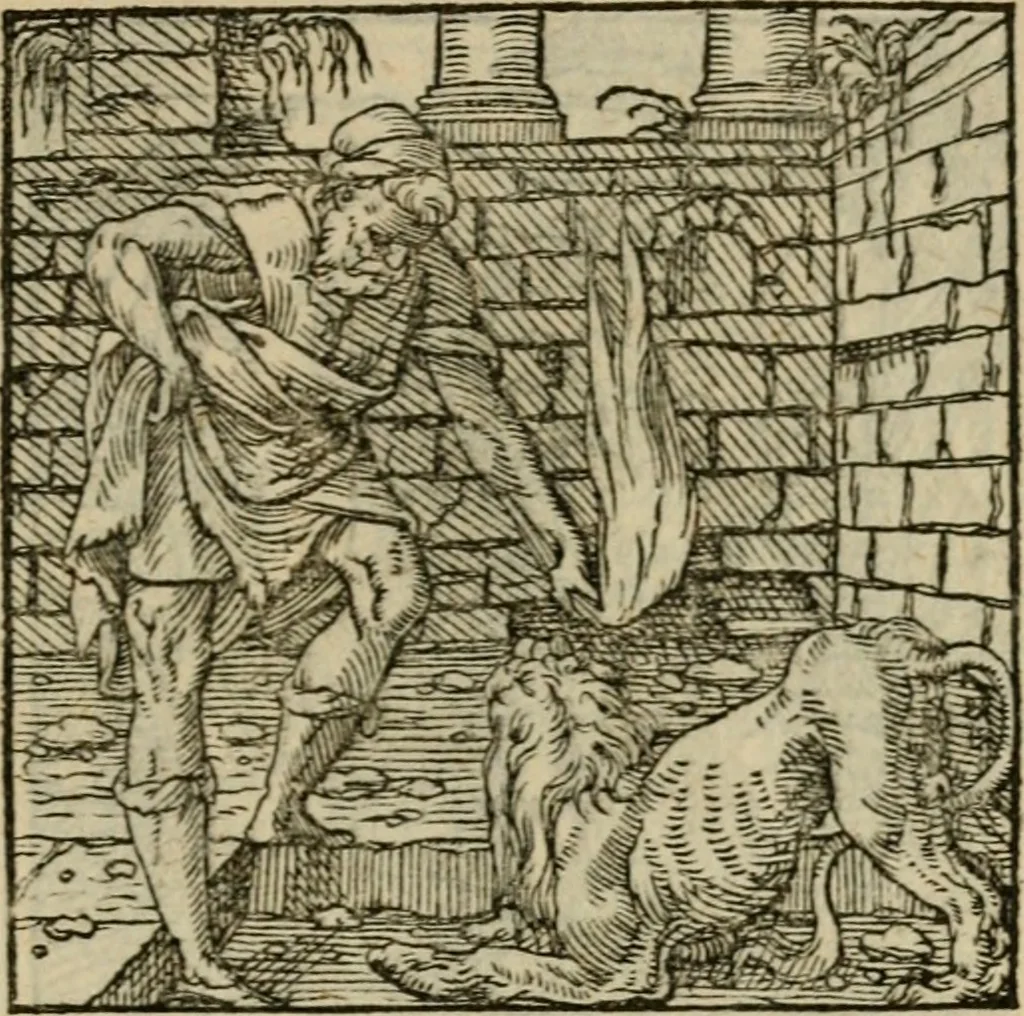 An illustration from Orvs Apollo de Ægypte De la signification des notes hieroglyphiques des Aegyptiens : cest a dire des figures par les quelles ilz escripuoient leurs mysteres secretz, & les choses sainctes & diuines, 1543, leaf 160