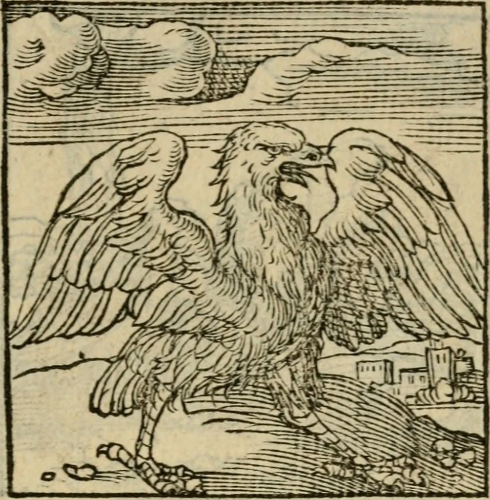 An illustration from Orvs Apollo de Ægypte De la signification des notes hieroglyphiques des Aegyptiens : cest a dire des figures par les quelles ilz escripuoient leurs mysteres secretz, & les choses sainctes & diuines, 1543, leaf 18