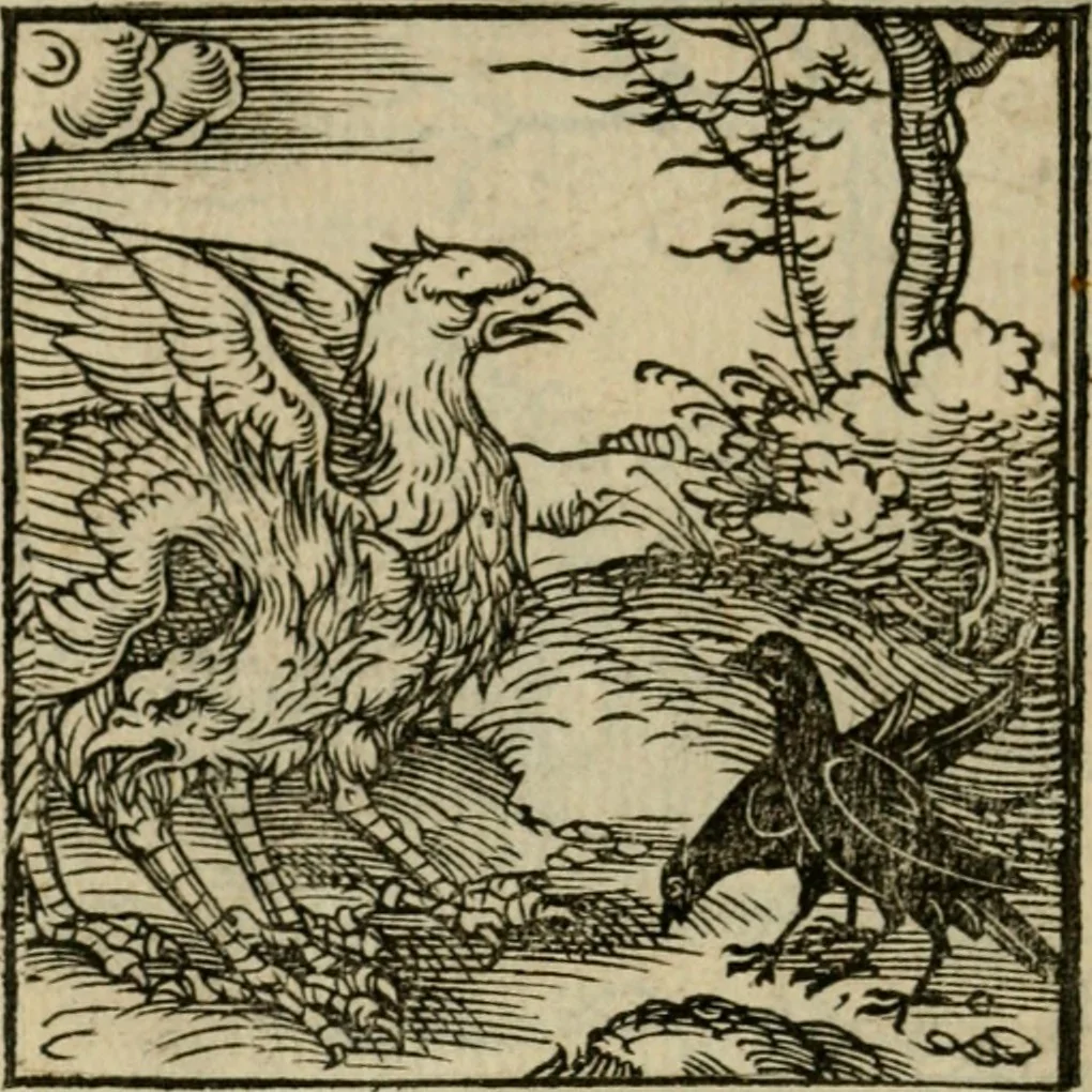 An illustration from Orvs Apollo de Ægypte De la signification des notes hieroglyphiques des Aegyptiens : cest a dire des figures par les quelles ilz escripuoient leurs mysteres secretz, & les choses sainctes & diuines, 1543, leaf 19