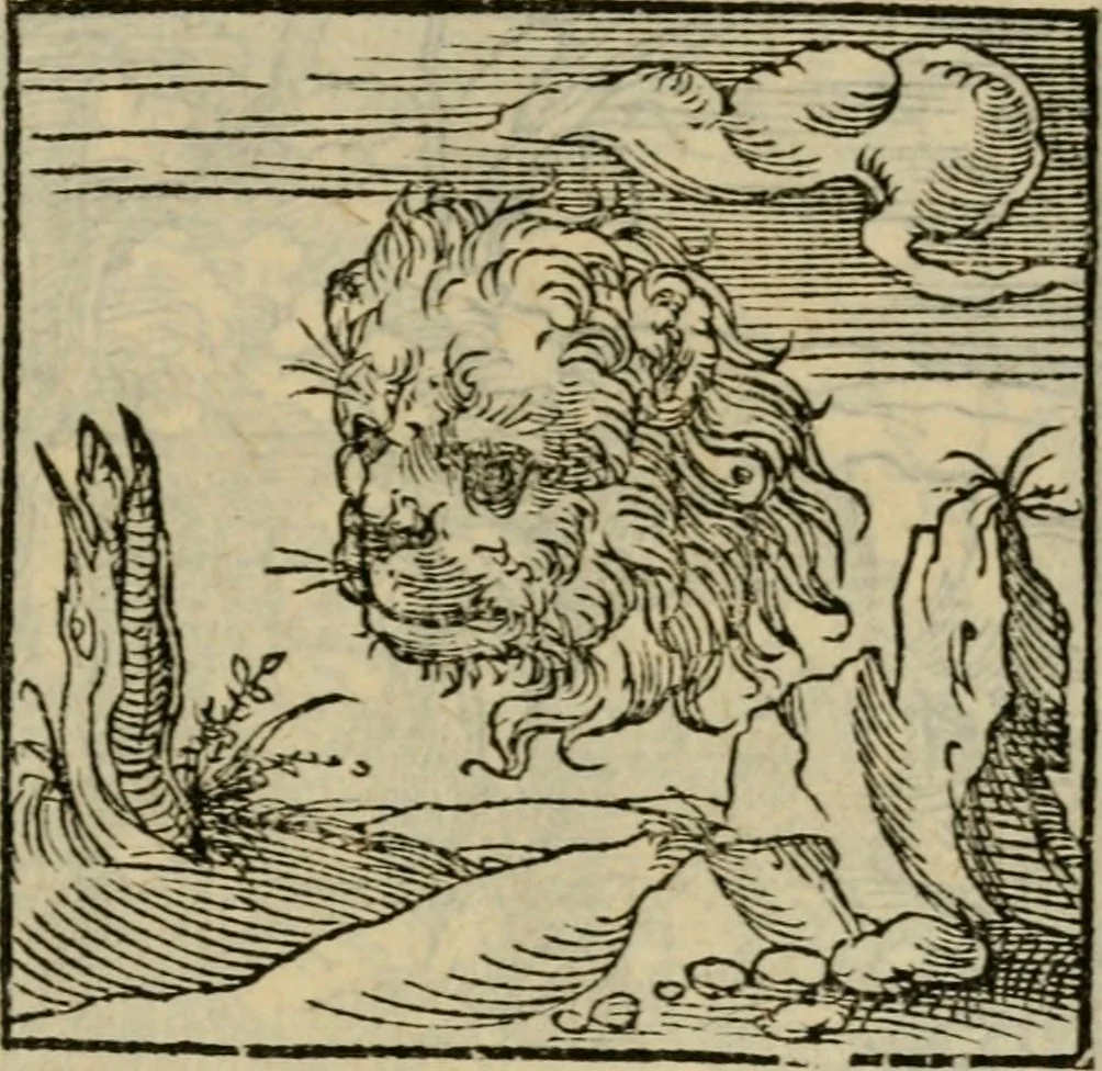 An illustration from Orvs Apollo de Ægypte De la signification des notes hieroglyphiques des Aegyptiens : cest a dire des figures par les quelles ilz escripuoient leurs mysteres secretz, & les choses sainctes & diuines, 1543, leaf 34