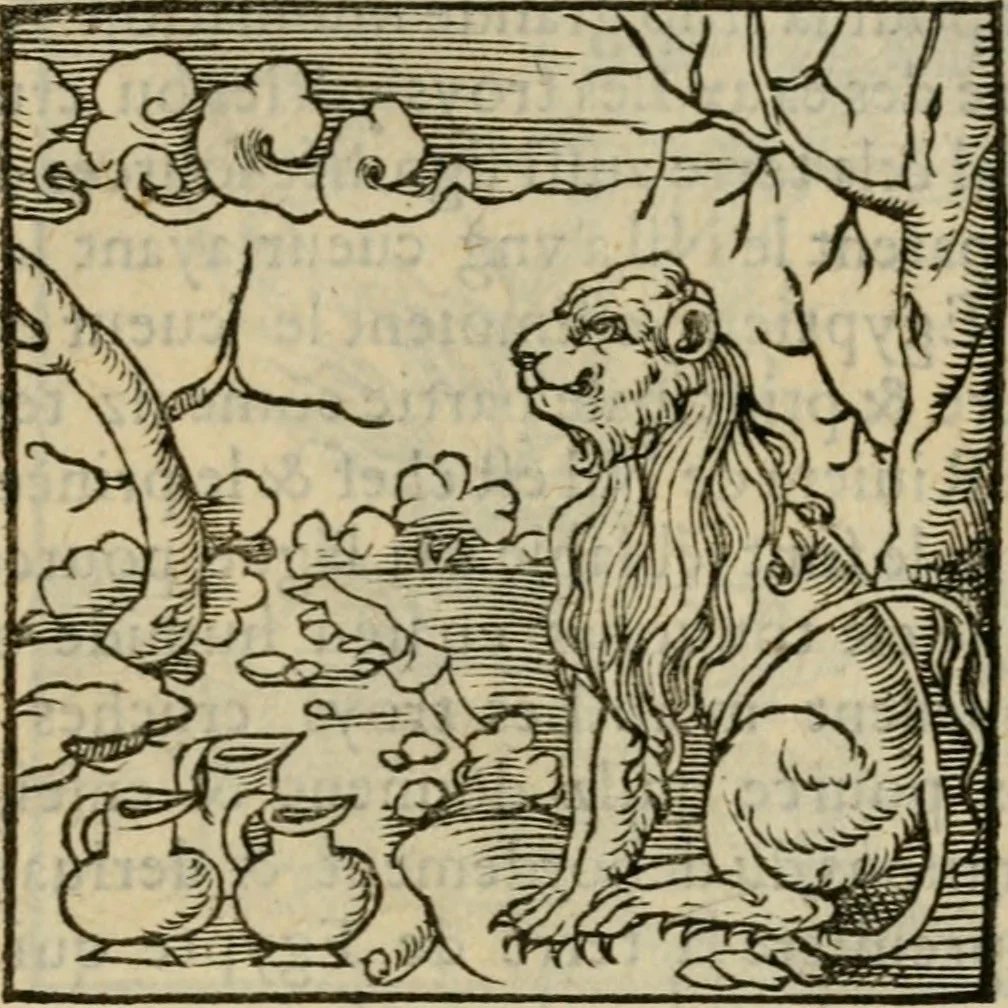 An illustration from Orvs Apollo de Ægypte De la signification des notes hieroglyphiques des Aegyptiens : cest a dire des figures par les quelles ilz escripuoient leurs mysteres secretz, & les choses sainctes & diuines, 1543, leaf 36