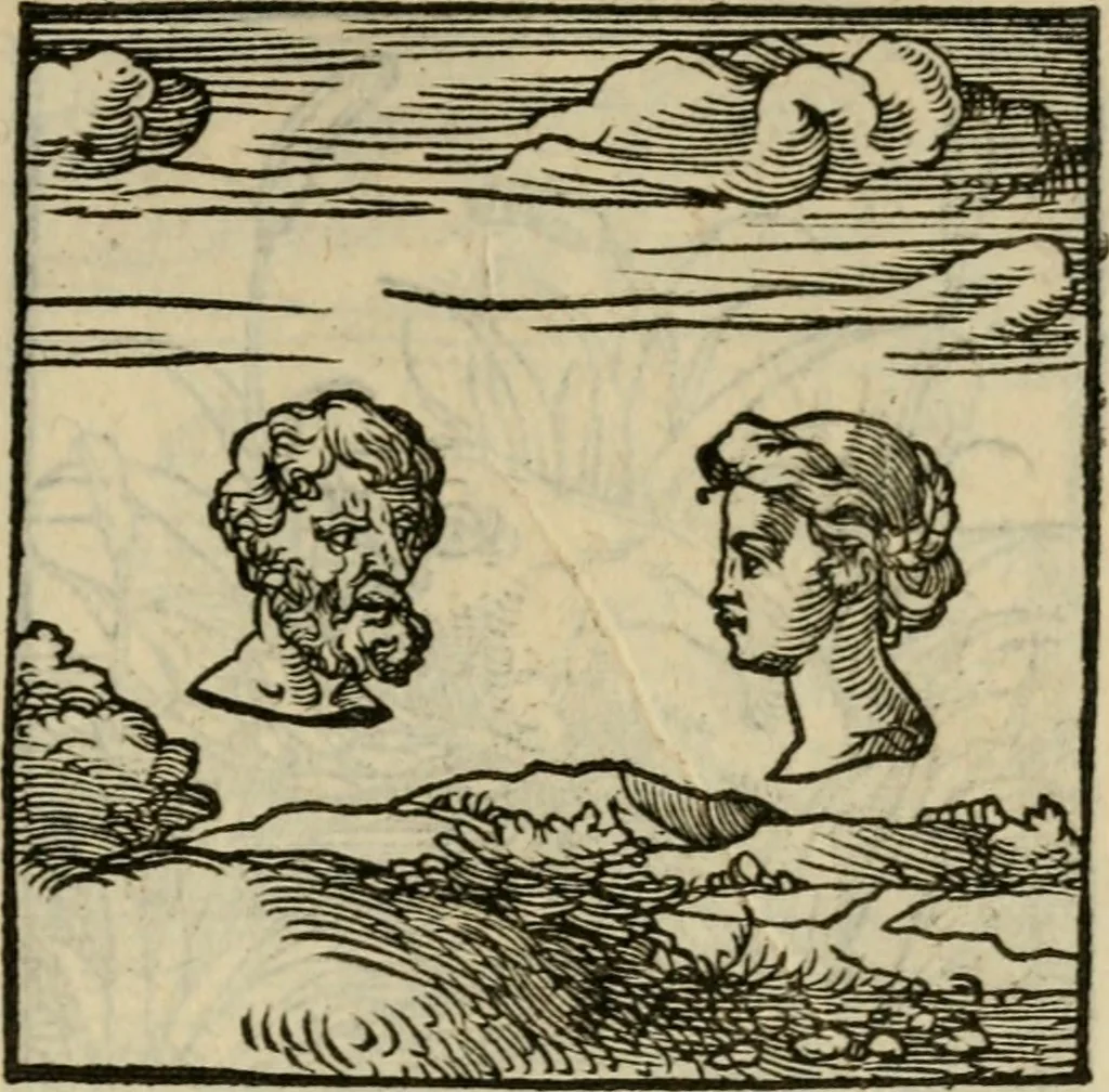 An illustration from Orvs Apollo de Ægypte De la signification des notes hieroglyphiques des Aegyptiens : cest a dire des figures par les quelles ilz escripuoient leurs mysteres secretz, & les choses sainctes & diuines, 1543, leaf 40
