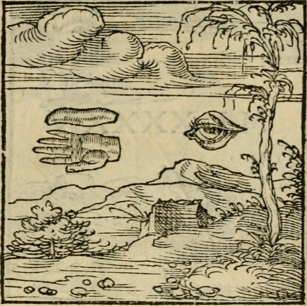 An illustration from Orvs Apollo de Ægypte De la signification des notes hieroglyphiques des Aegyptiens : cest a dire des figures par les quelles ilz escripuoient leurs mysteres secretz, & les choses sainctes & diuines, 1543, leaf 42
