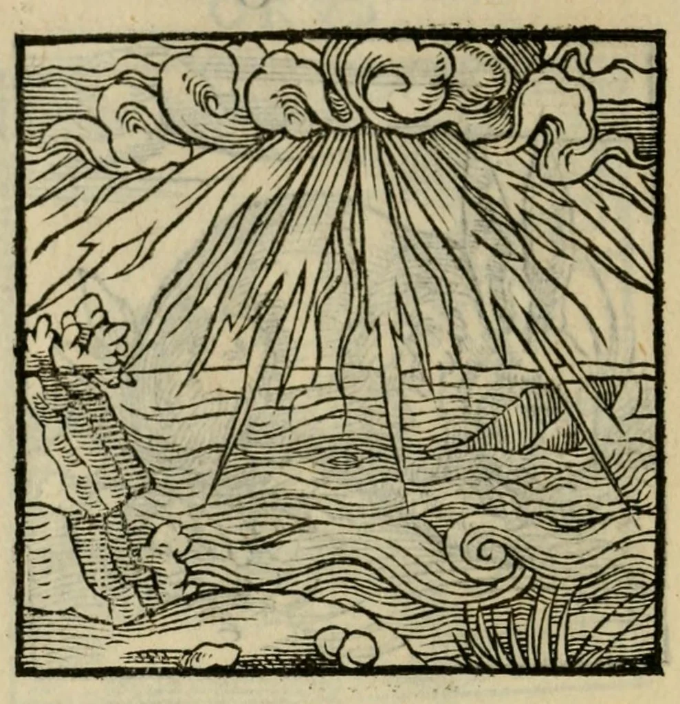 An illustration from Orvs Apollo de Ægypte De la signification des notes hieroglyphiques des Aegyptiens : cest a dire des figures par les quelles ilz escripuoient leurs mysteres secretz, & les choses sainctes & diuines, 1543, leaf 46