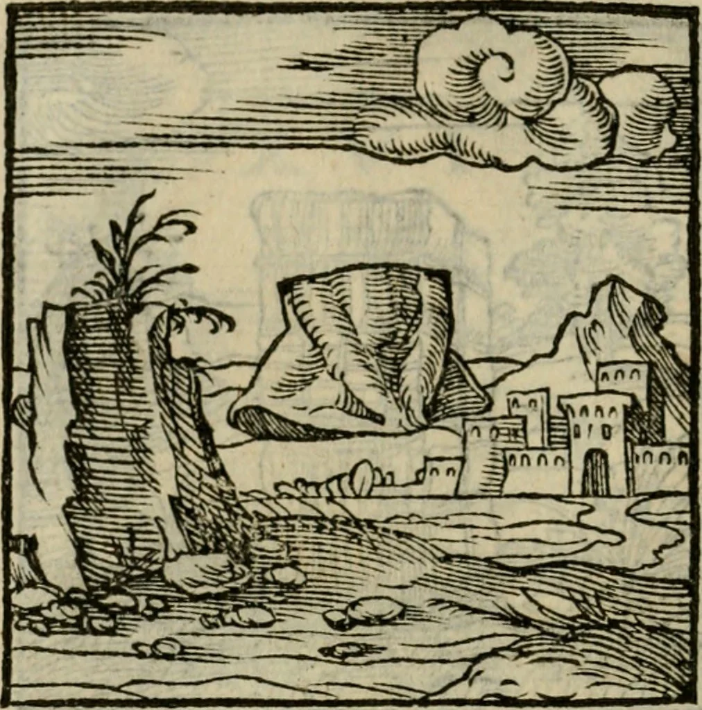 An illustration from Orvs Apollo de Ægypte De la signification des notes hieroglyphiques des Aegyptiens : cest a dire des figures par les quelles ilz escripuoient leurs mysteres secretz, & les choses sainctes & diuines, 1543, leaf 49