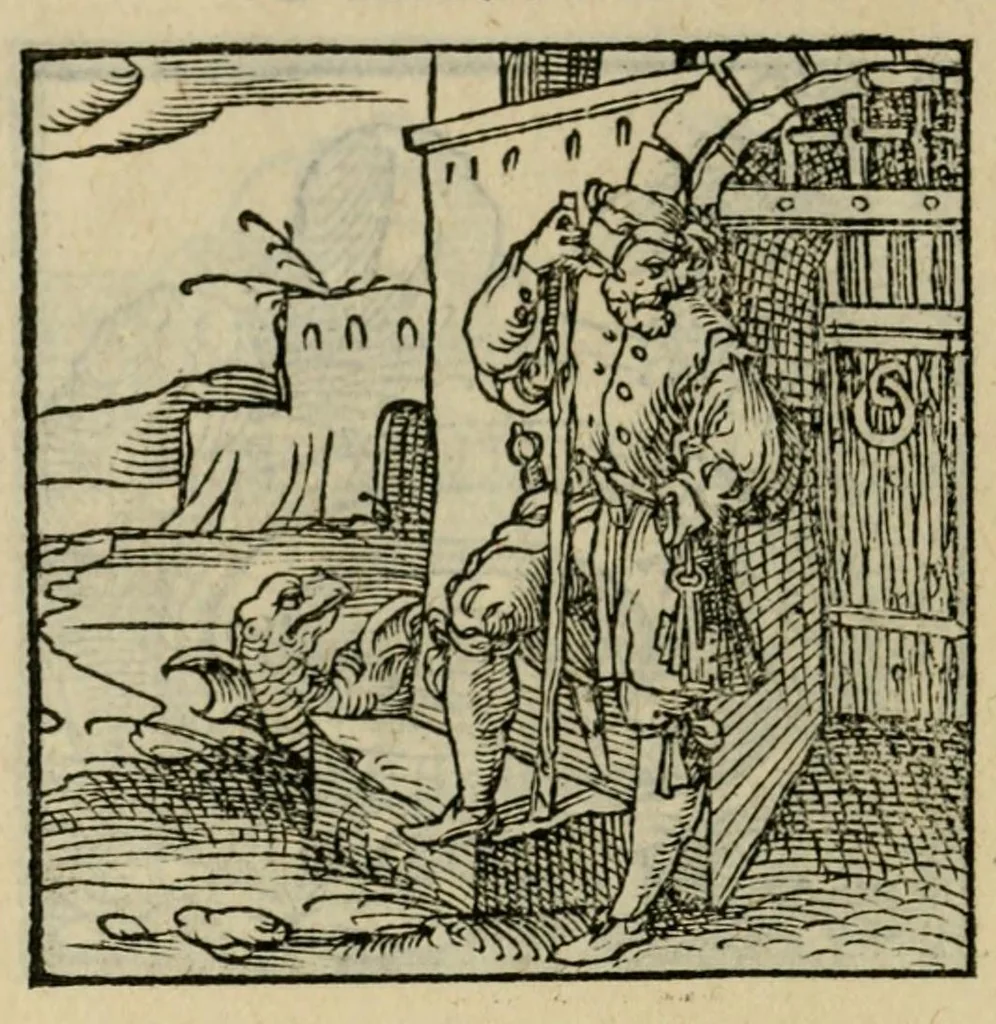 An illustration from Orvs Apollo de Ægypte De la signification des notes hieroglyphiques des Aegyptiens : cest a dire des figures par les quelles ilz escripuoient leurs mysteres secretz, & les choses sainctes & diuines, 1543, leaf 78