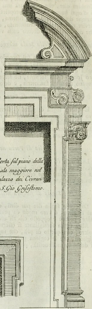 An illustration from Osservazioni di Antonio Visentini, architetto veneto, che servono di continuazione al Trattato di Teofilo Gallaccini sopra gli errori degli architetti, 1771, leaf 65