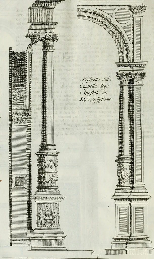 An illustration from Osservazioni di Antonio Visentini, architetto veneto, che servono di continuazione al Trattato di Teofilo Gallaccini sopra gli errori degli architetti, 1771, leaf 69