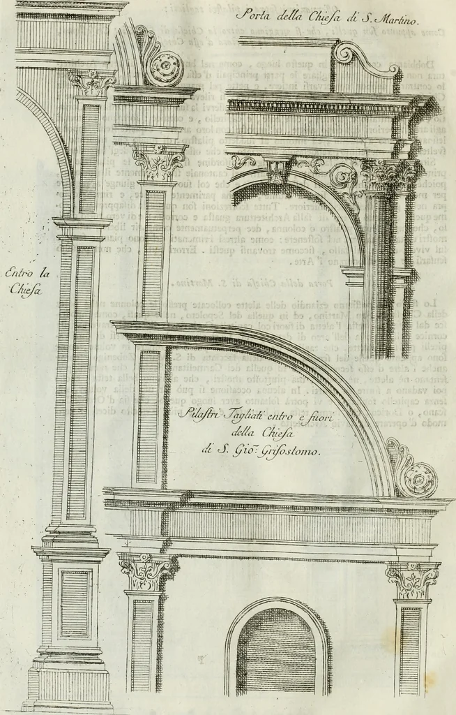 An illustration from Osservazioni di Antonio Visentini, architetto veneto, che servono di continuazione al Trattato di Teofilo Gallaccini sopra gli errori degli architetti, 1771, leaf 71