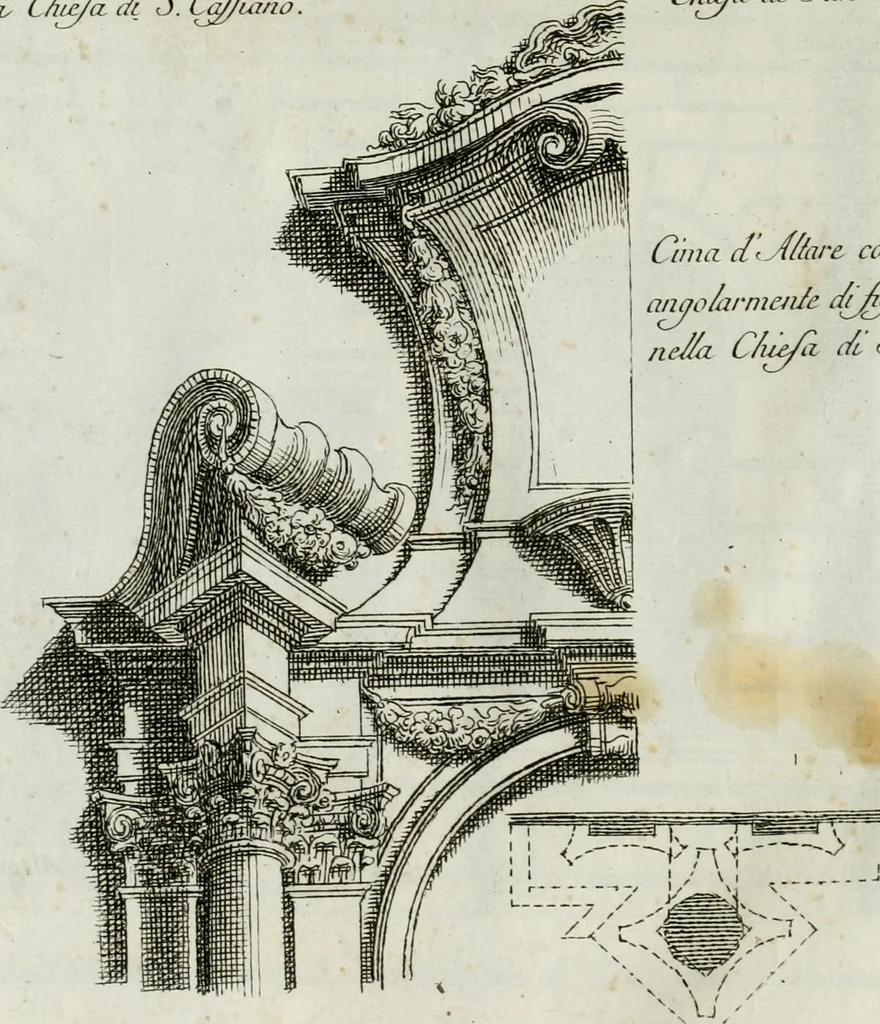 An illustration from Osservazioni di Antonio Visentini, architetto veneto, che servono di continuazione al Trattato di Teofilo Gallaccini sopra gli errori degli architetti, 1771, leaf 93