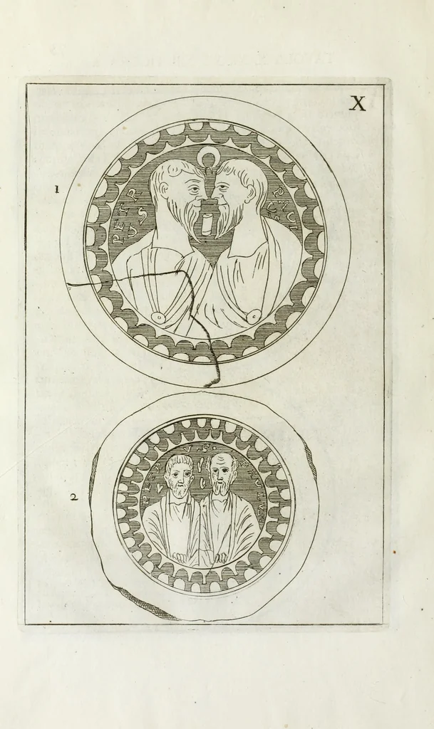 An illustration from Osservazioni sopra alcuni frammenti di vasi antichi di vetro ornati di figure trovati ne'cimiteri di Roma, 1716, leaf 137