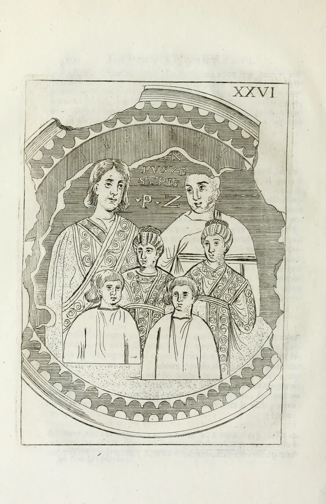 An illustration from Osservazioni sopra alcuni frammenti di vasi antichi di vetro ornati di figure trovati ne'cimiteri di Roma, 1716, leaf 265