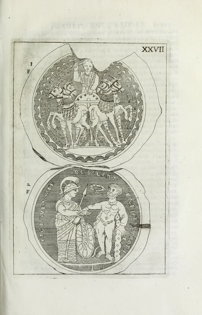 An illustration from Osservazioni sopra alcuni frammenti di vasi antichi di vetro ornati di figure trovati ne'cimiteri di Roma, 1716, leaf 270