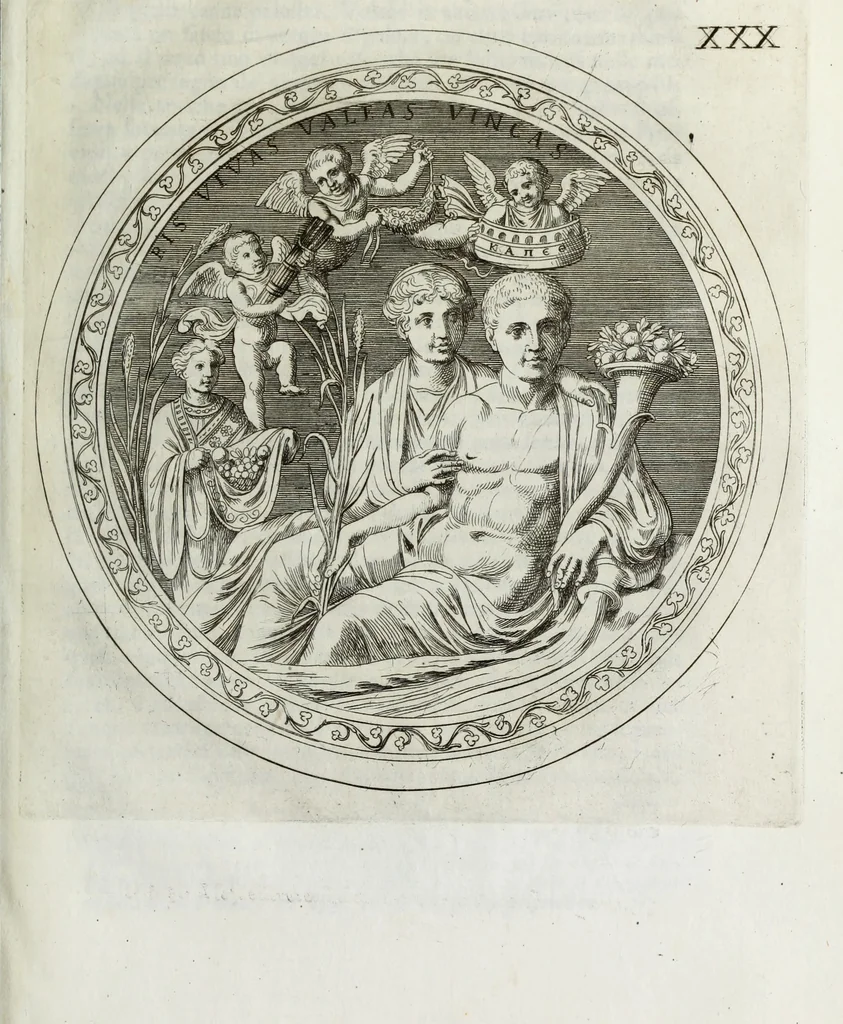 An illustration from Osservazioni sopra alcuni frammenti di vasi antichi di vetro ornati di figure trovati ne'cimiteri di Roma, 1716, leaf 314