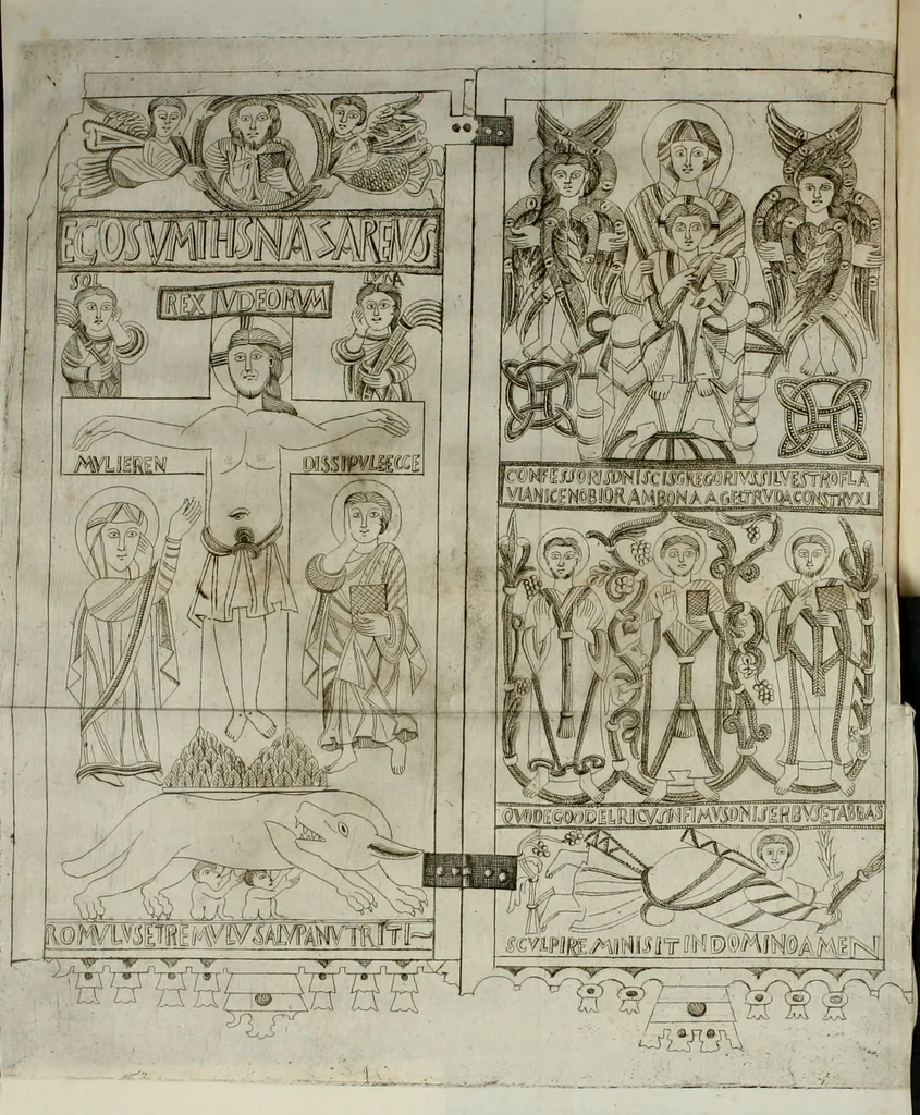 An illustration from Osservazioni sopra alcuni frammenti di vasi antichi di vetro ornati di figure trovati ne'cimiteri di Roma, 1716, leaf 365