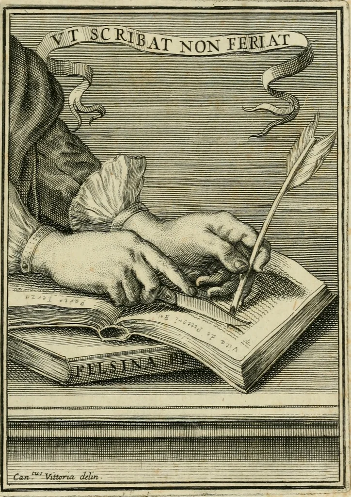 An illustration from Osservazioni sopra il libro della Felsina pittrice per difesa di Raffaello da Urbino, dei Caracci, e della loro scuola, 1703, leaf 6