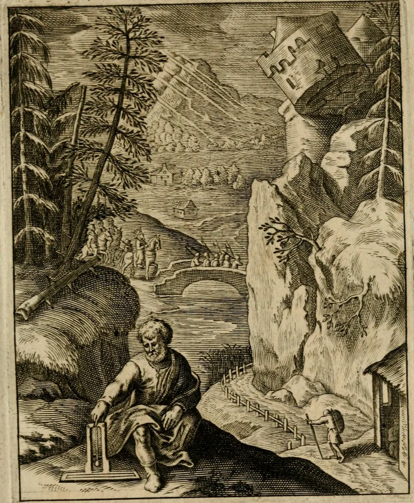 An illustration from Othonis VaenI Emblemata Horatiana : imaginibus in aes incisis : atque latino, germanico, gallico et belgico carmine illustrata, 1684, leaf 114