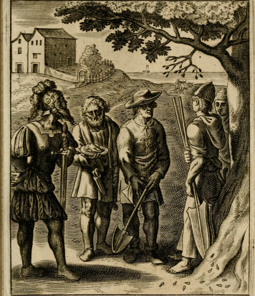 An illustration from Othonis VaenI Emblemata Horatiana : imaginibus in aes incisis : atque latino, germanico, gallico et belgico carmine illustrata, 1684, leaf 116