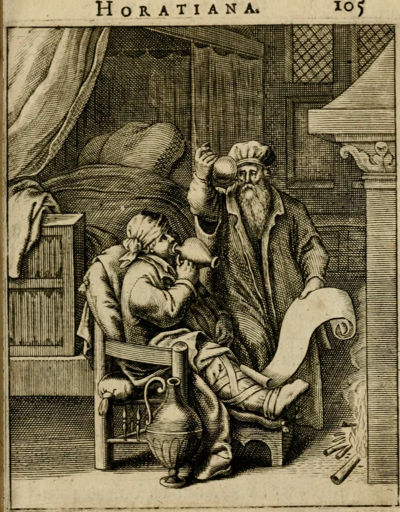 An illustration from Othonis VaenI Emblemata Horatiana : imaginibus in aes incisis : atque latino, germanico, gallico et belgico carmine illustrata, 1684, leaf 126