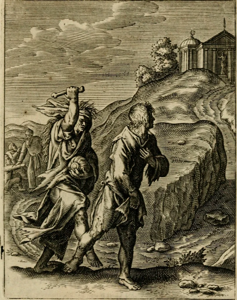 An illustration from Othonis VaenI Emblemata Horatiana : imaginibus in aes incisis : atque latino, germanico, gallico et belgico carmine illustrata, 1684, leaf 150