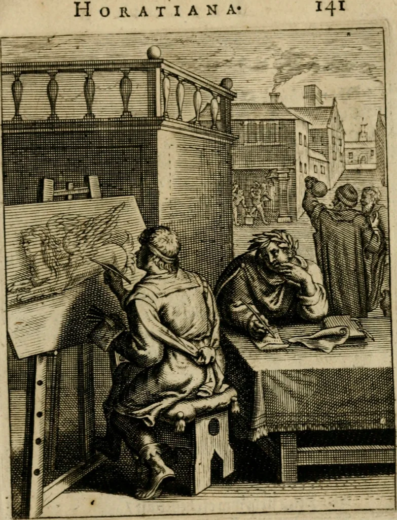 An illustration from Othonis VaenI Emblemata Horatiana : imaginibus in aes incisis : atque latino, germanico, gallico et belgico carmine illustrata, 1684, leaf 162