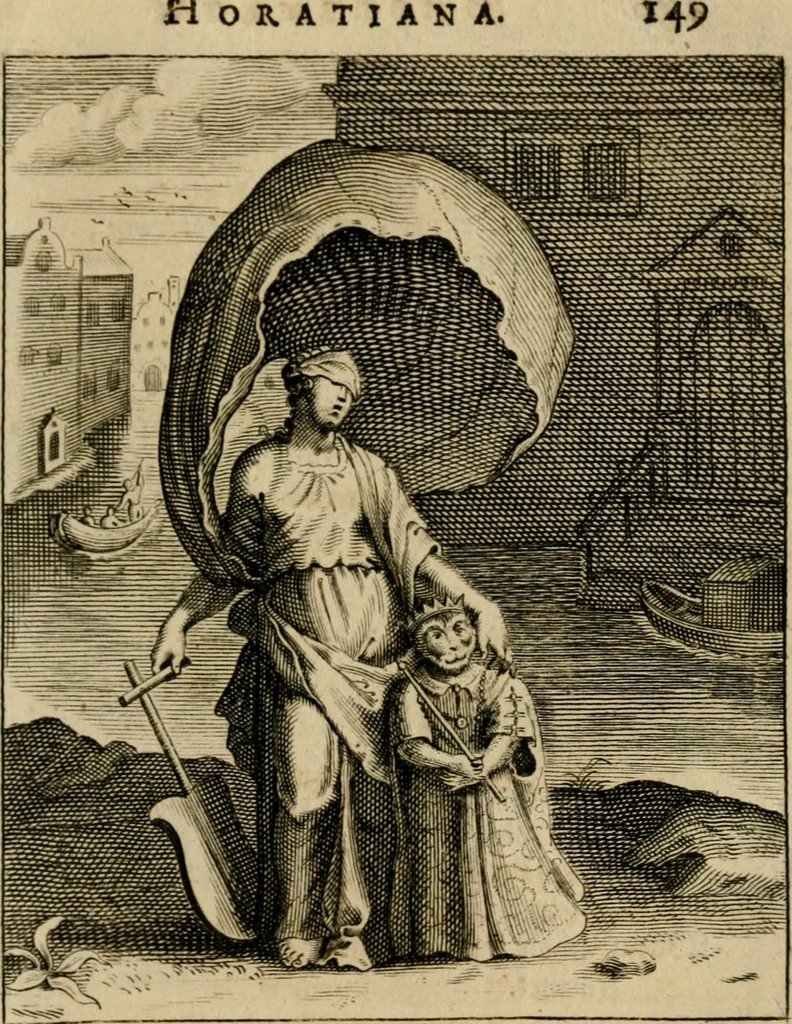 An illustration from Othonis VaenI Emblemata Horatiana : imaginibus in aes incisis : atque latino, germanico, gallico et belgico carmine illustrata, 1684, leaf 170
