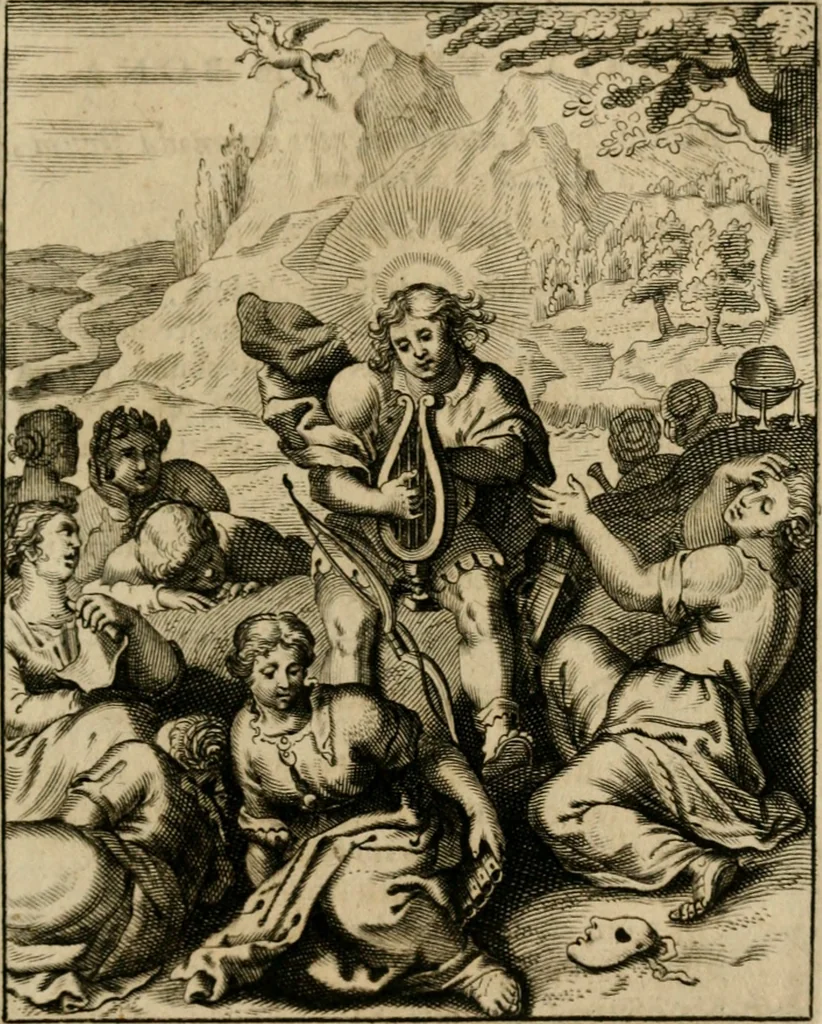 An illustration from Othonis VaenI Emblemata Horatiana : imaginibus in aes incisis : atque latino, germanico, gallico et belgico carmine illustrata, 1684, leaf 176