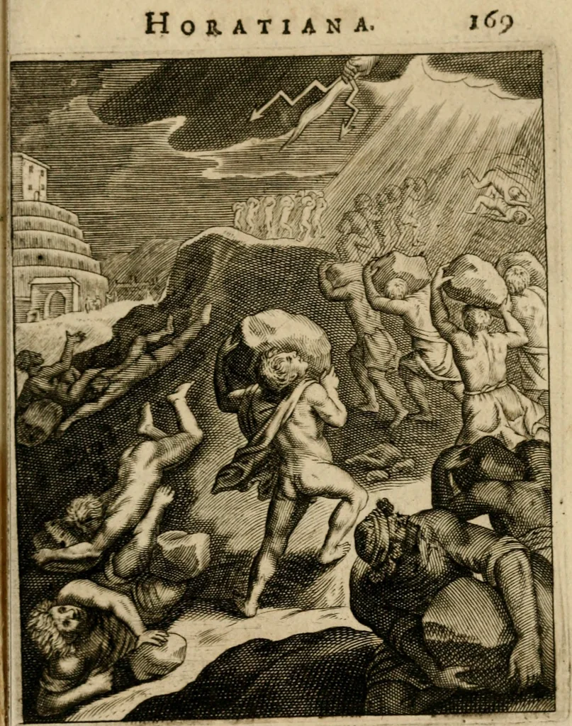 An illustration from Othonis VaenI Emblemata Horatiana : imaginibus in aes incisis : atque latino, germanico, gallico et belgico carmine illustrata, 1684, leaf 190
