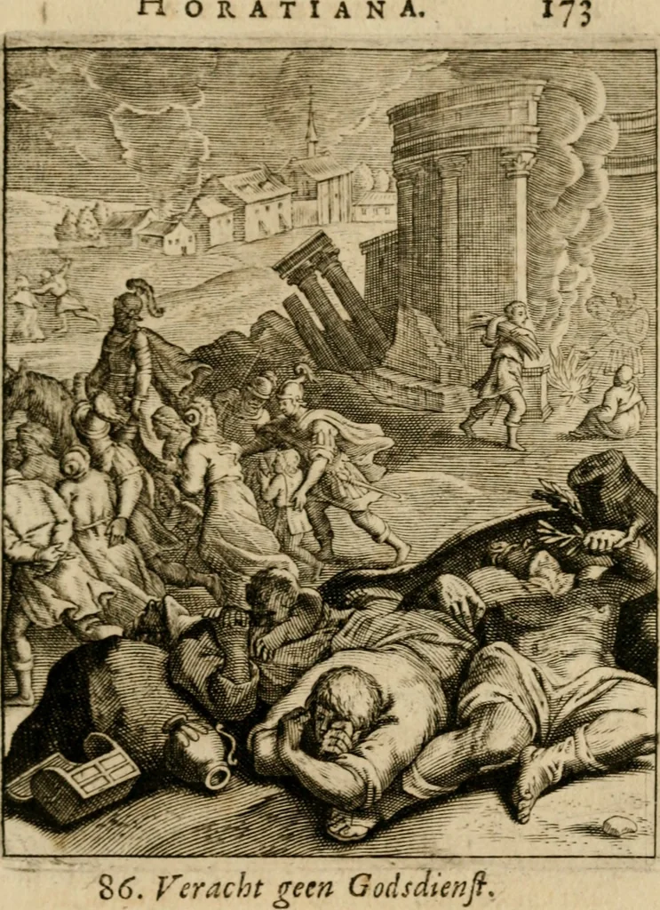 An illustration from Othonis VaenI Emblemata Horatiana : imaginibus in aes incisis : atque latino, germanico, gallico et belgico carmine illustrata, 1684, leaf 194