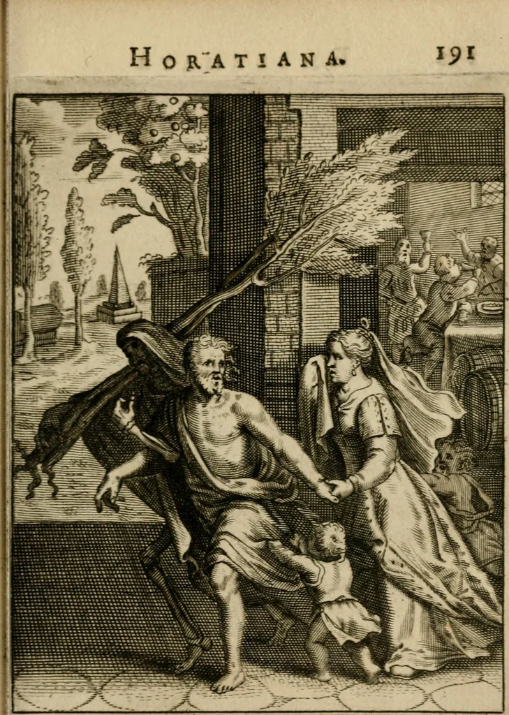 An illustration from Othonis VaenI Emblemata Horatiana : imaginibus in aes incisis : atque latino, germanico, gallico et belgico carmine illustrata, 1684, leaf 212