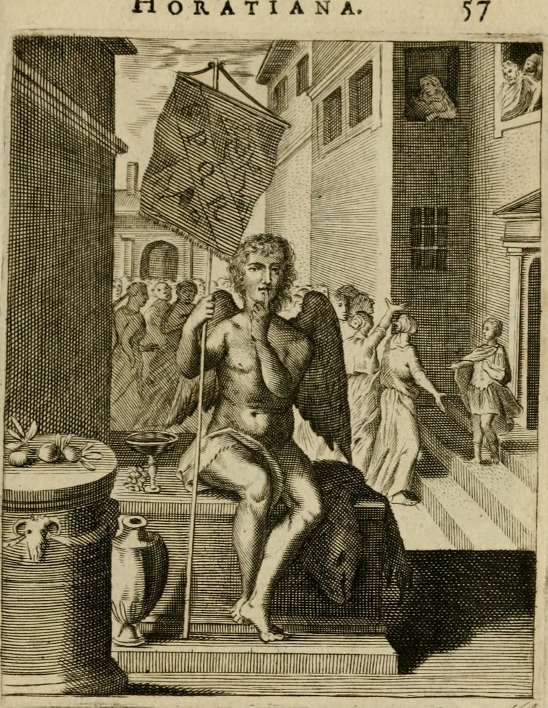 An illustration from Othonis VaenI Emblemata Horatiana : imaginibus in aes incisis : atque latino, germanico, gallico et belgico carmine illustrata, 1684, leaf 78