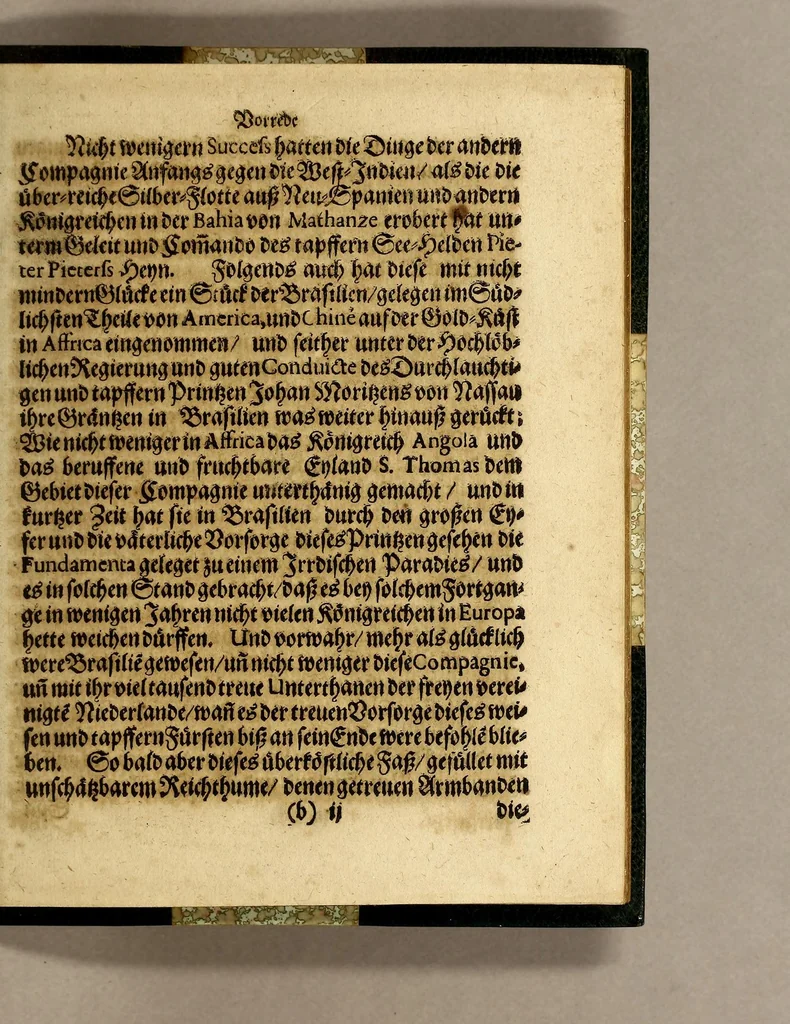 An illustration from Otto Keyens kurtzer Entwurff von Neu-Niederland und Guajana einander entgegen gesetzt, umb den Unterscheid zwischen warmen und kalten Landen herauss zu bringen ..., 1672, leaf 19