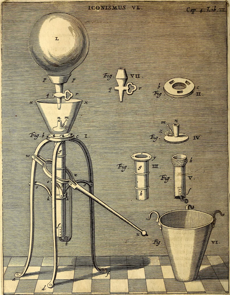An illustration from Ottonis de Guericke Experimenta nova (ut vocantur) Magdeburgica de vacuo spatio, 1672, leaf 103