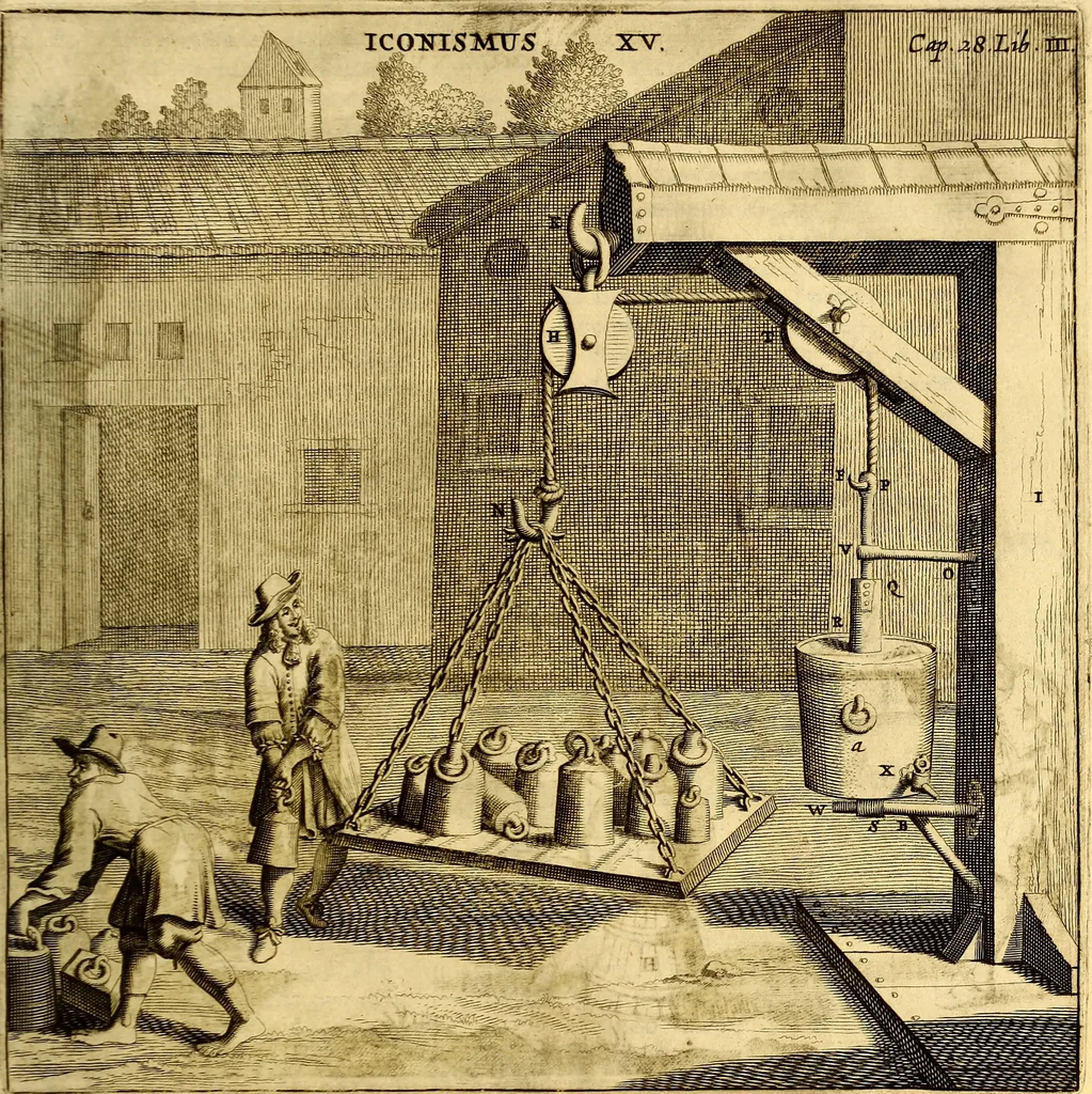 An illustration from Ottonis de Guericke Experimenta nova (ut vocantur) Magdeburgica de vacuo spatio, 1672, leaf 144