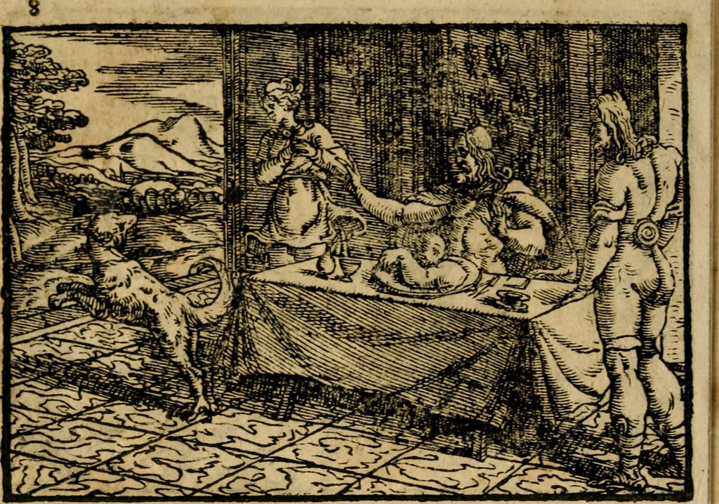 An illustration from Ouidio istorico, politico, morale : breuemente spiegato, e delineato con artificiose figure, accresciuta questa quinta impressione di nuoue allegorie, 1696, leaf 11