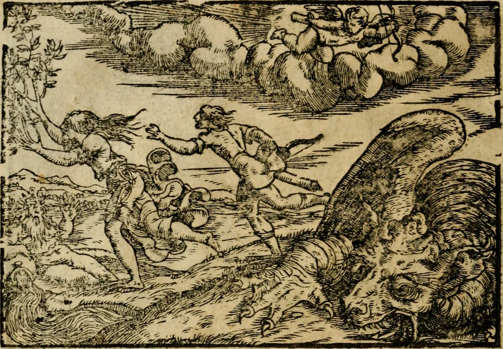An illustration from Ouidio istorico, politico, morale : breuemente spiegato, e delineato con artificiose figure, accresciuta questa quinta impressione di nuoue allegorie, 1696, leaf 13
