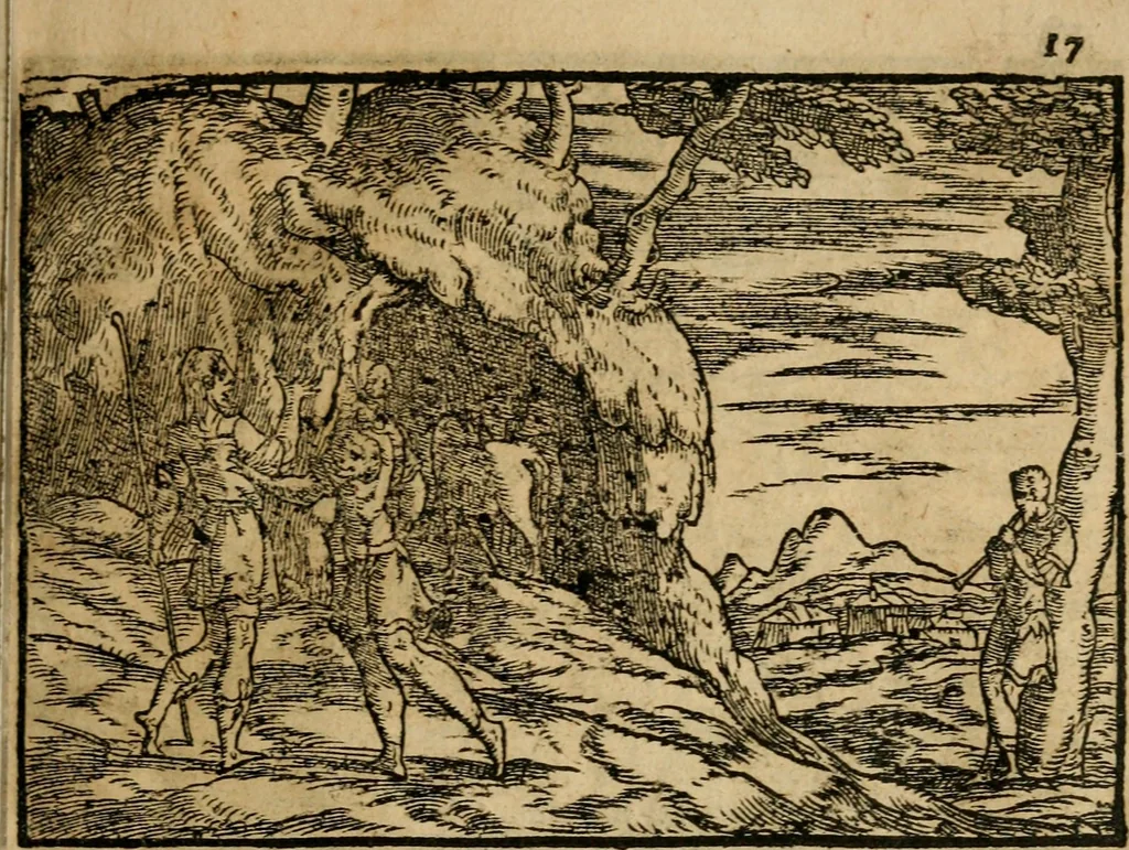 An illustration from Ouidio istorico, politico, morale : breuemente spiegato, e delineato con artificiose figure, accresciuta questa quinta impressione di nuoue allegorie, 1696, leaf 20